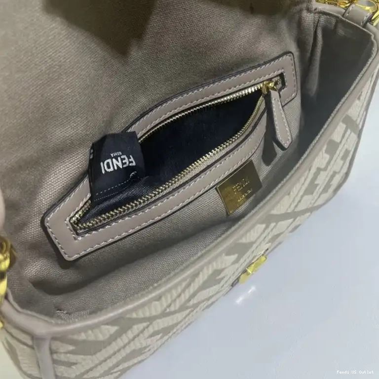 Vintage HOT Bag Fendi Grey FF Medium Baguette In Canvas Motif 0613